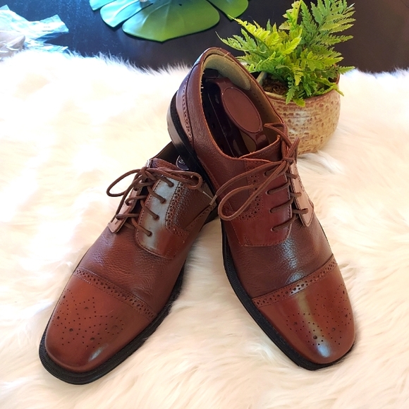 Giorgio Brutini Square Toe Leather Oxfords in Dark Caramel with Leather Insoles. main image 8